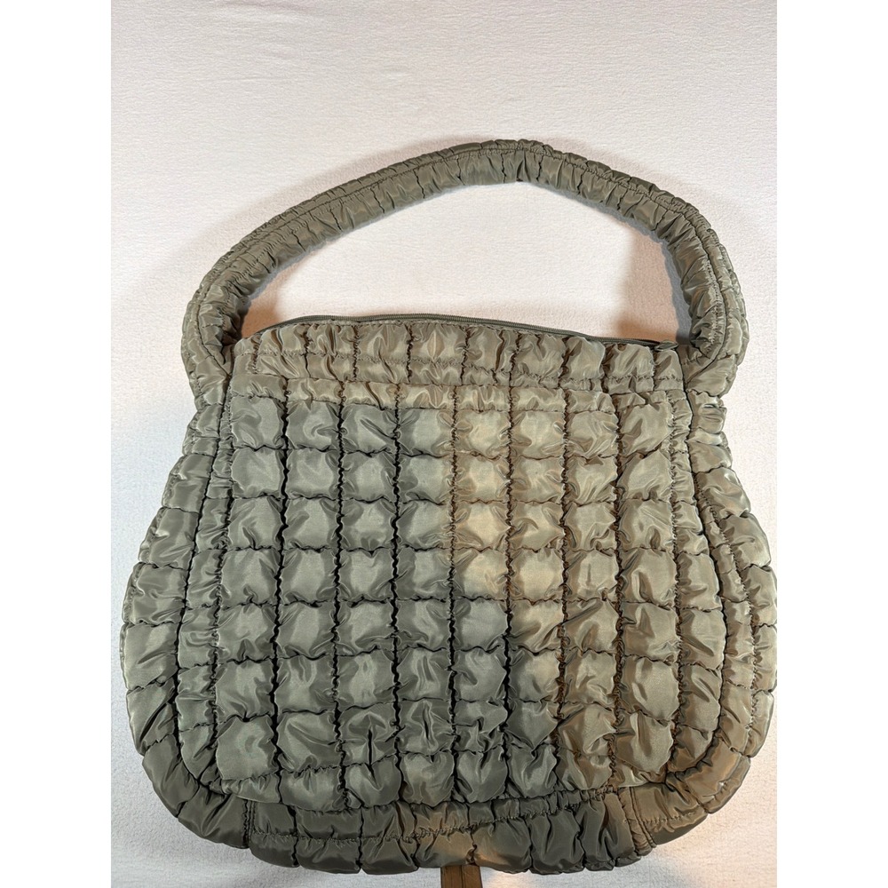 Wild Fable Olive Green Quilted Puffer Hobo Bag Ruched Padded Shoulder Bag